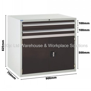 Euroslide Storage Cabinet 2 Drawer & Cupboard 825mm